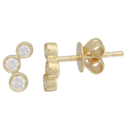 14k Yellow Gold Diamond Bezel Set Stud Earrings