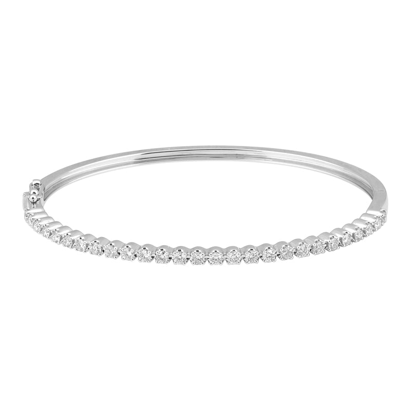 14k White Gold Shared Prong Diamond Bangle  Susan Blake Jewelry