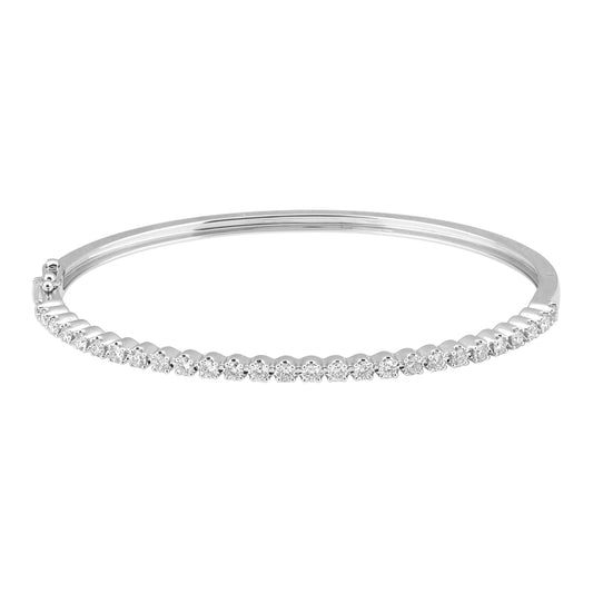 14k White Gold Shared Prong Diamond Bangle  Susan Blake Jewelry