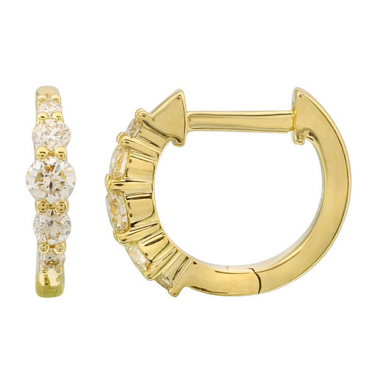 14K Yellow Gold Graduated Diamond Huggies