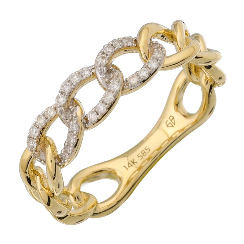 14k Yellow Gold Diamond Link Ring  Susan Blake Jewelry