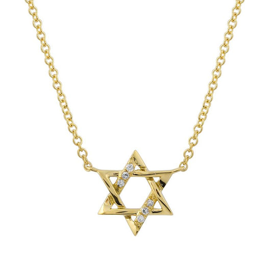 14k Yellow Gold Star Of David Diamond Necklace  Susan Blake Jewelry