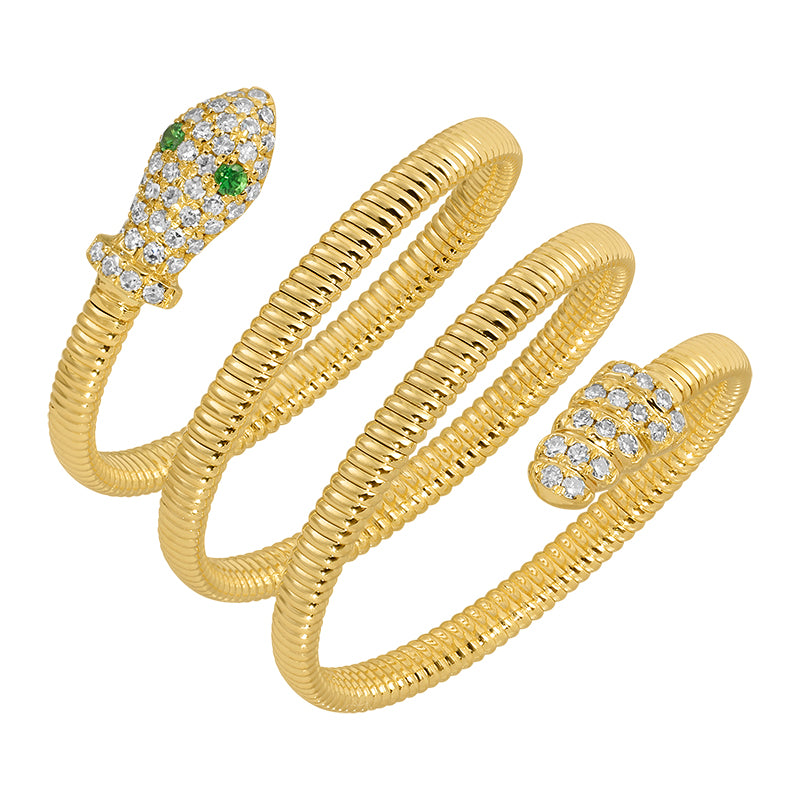 14k Yellow Gold Skinny Omega Chain Diamond Ring (Snake flexible)  Susan Blake Jewelry