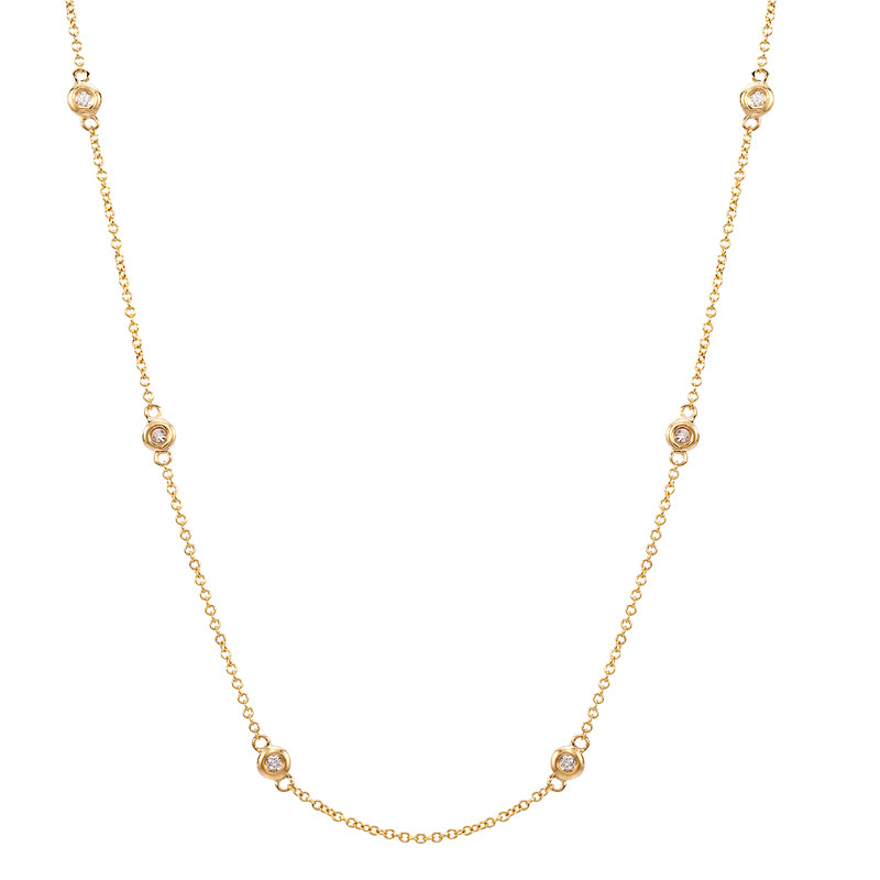 14K Yellow Gold Diamond By Yard Necklace