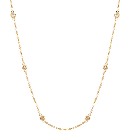 14K Yellow Gold Diamond By Yard Necklace