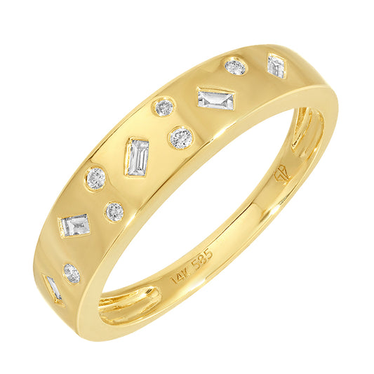 14K YG Band With Inlay Diamond Ring  Susan Blake Jewelry