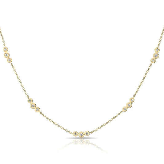 Triple Bezel Diamond Station Necklace