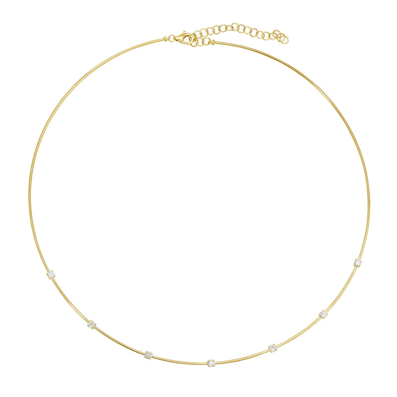 14K Omega Necklace With Diamond Stations  Susan Blake Jewelry