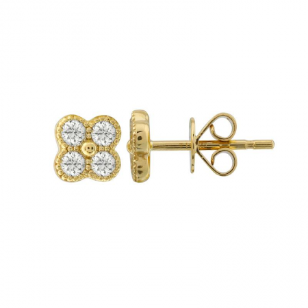 14K Small Diam Clover Earrings