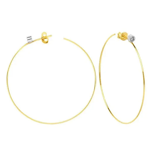 14K Single Diamond Hoop Earring