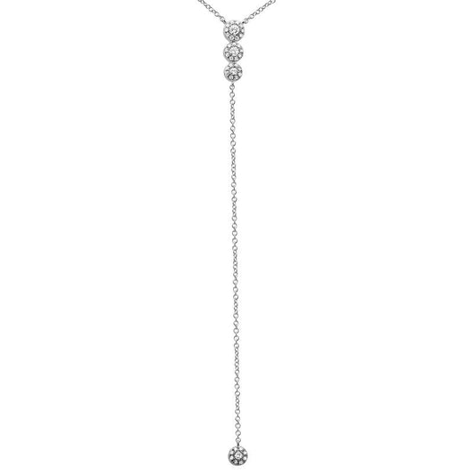 14k White Gold Diamond Lariat Necklace