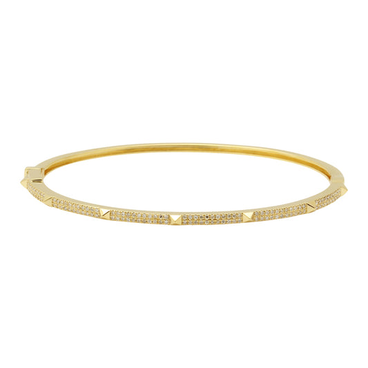 14k Yellow Gold Diamond Pyramid Bangle