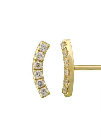 14k Yellow Gold Arc/Curved Shape Diamond Studs