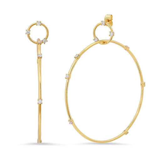 Large Gold Double Hoop Earrings With CZ Stations¬† Susan Blake Jewelry