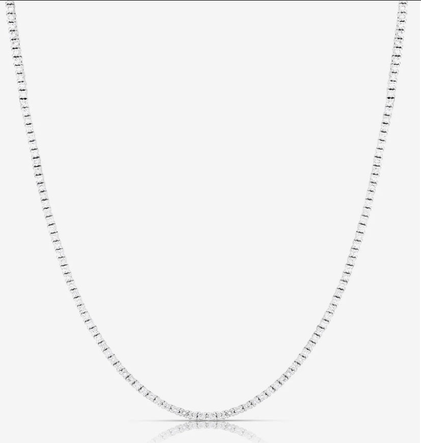 14K WG 3.87 Ct. Lab Grown Diamond Prong Set Tennis Necklace  Susan Blake Jewelry