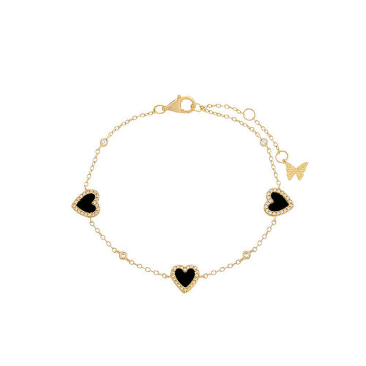 Onyx Multi-Heart Stone Pave Bracelet¬† Susan Blake Jewelry