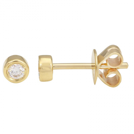 14K Yellow Gold Diamond Bezel Stud Earrings