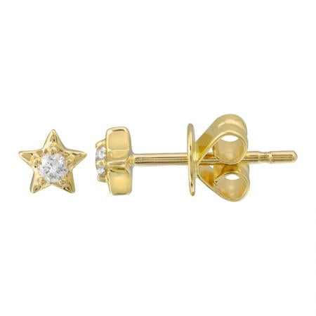 14K Yellow Gold Diamond Star Earrings