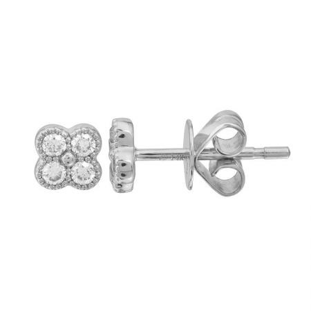 Single 14K Small Diamond Clover Earring.  Susan Blake Jewelry