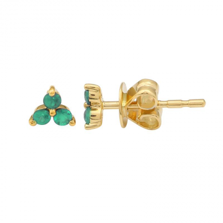 14K Emerald Or Sapphire Trio Stud (Sold As Singles)