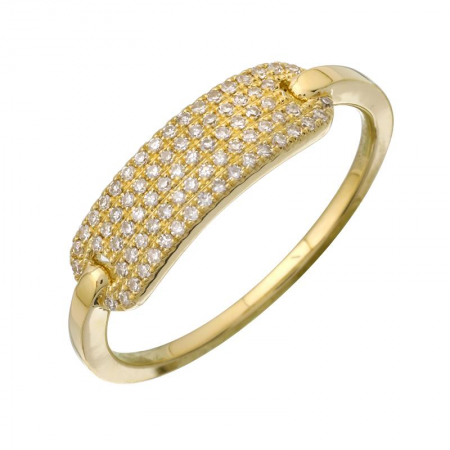 14K Yellow Gold Diamond Rounded Bar Ring