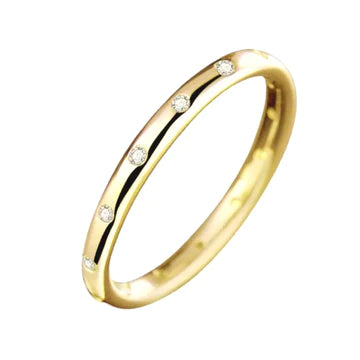 THIN GOLD BAND RING WITH CZ STATIONS¬† Susan Blake Jewelry