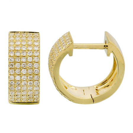 14k Yellow Gold Classic Diamond Huggie Earrings