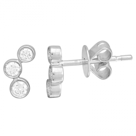 14k White Gold Diamond Bezel Set Stud Earrings