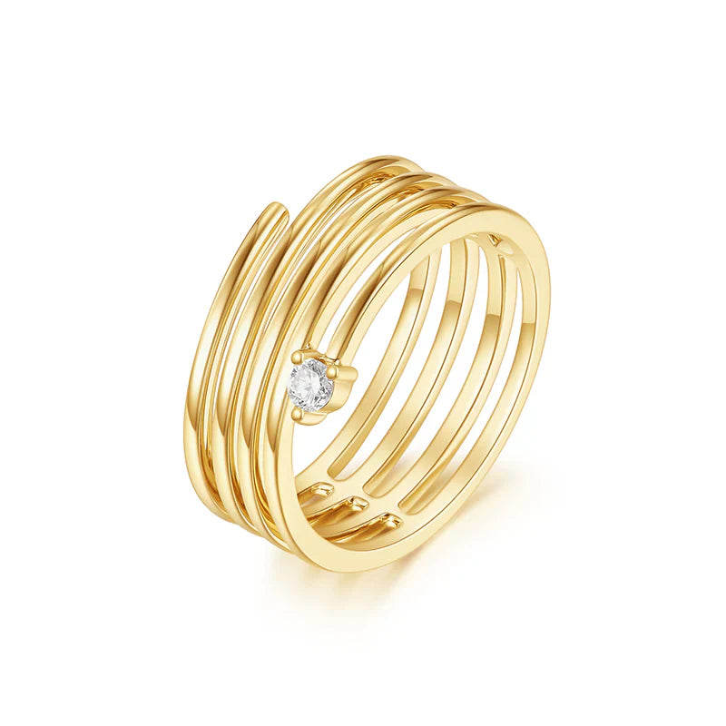 14K Spiral With Single Diamond Ring  Susan Blake Jewelry