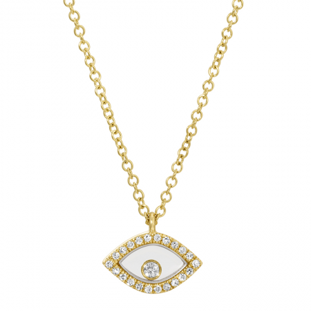 14k yg sapphire crystal diamond evil eye necklace  Susan Blake Jewelry