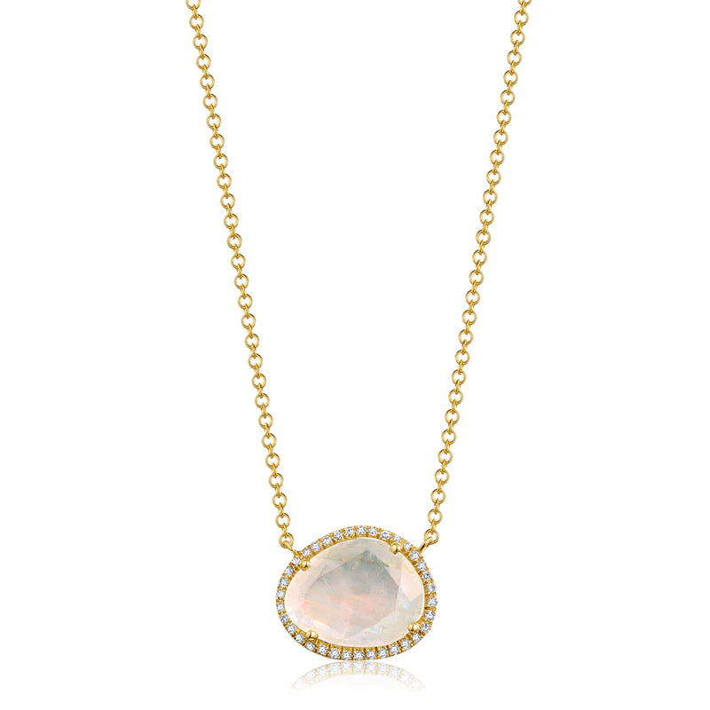 14KY Organic Moonstone Diamond Necklace