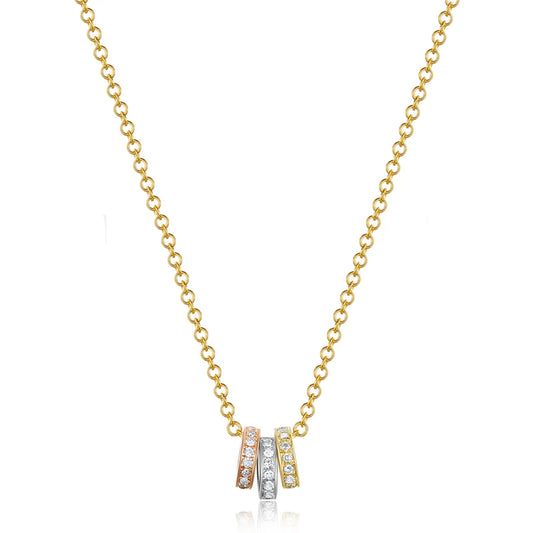 14K Diamond Trio Rolo Charm Necklace