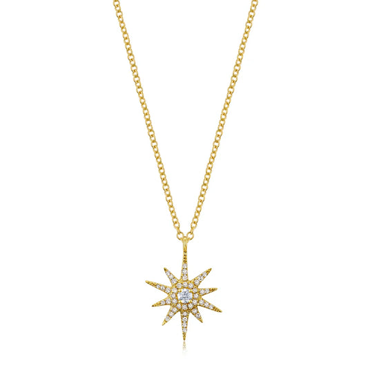 14K Diamond Starburst Necklace