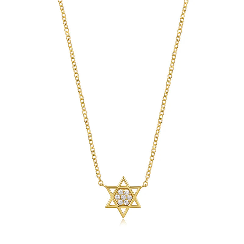 14KY DIAMOND STAR OF DAVID NECKLACE