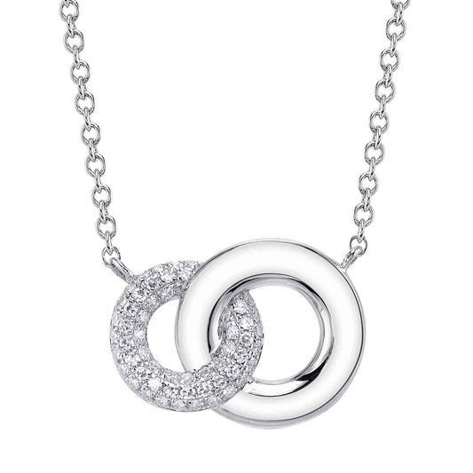 14K Diamond Pave Circle With Interlocking Plain Gold Circle Necklace  Susan Blake Jewelry