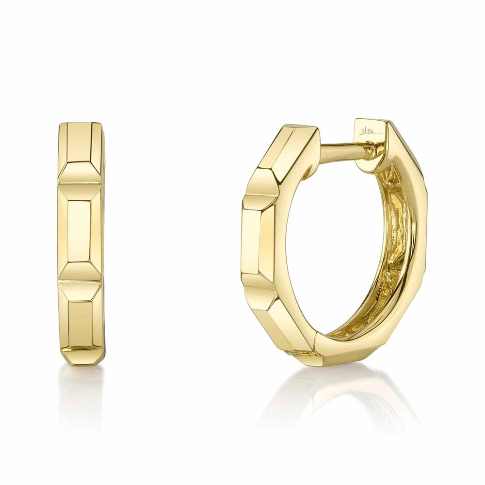 14K Octogon Geo Cut Huggie Earrings  Susan Blake Jewelry