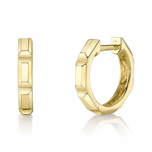 14K Octogon Geo Cut Huggie Earrings  Susan Blake Jewelry