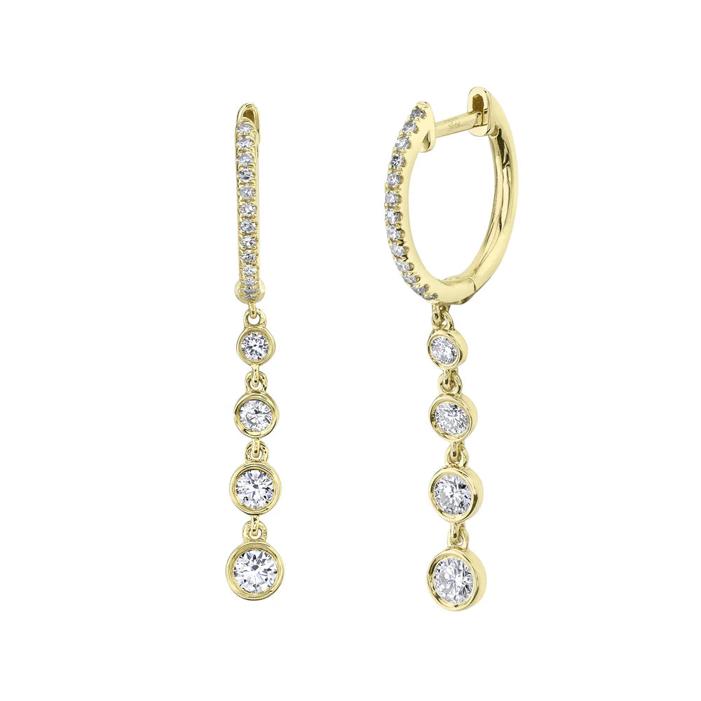 14K Diamond Huggies With 4 Graduated Bezel Diamond Drop Earrings  Susan Blake Jewelry