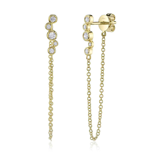 14K 5 Diamond Bezels With Drop Chain Earrings  Susan Blake Jewelry