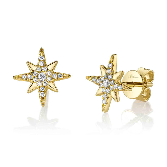 14K Diamond North Star Stud Earrings  Susan Blake Jewelry