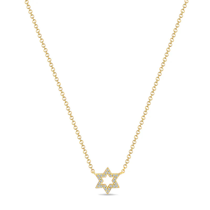 14K Yellow/White Gold Diamond Star of David Necklace  Susan Blake Jewelry