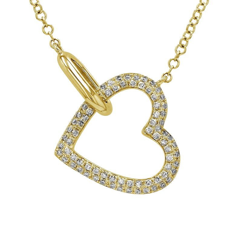 14K Diamond Open Heart With Gold Interlocking Necklace  Susan Blake Jewelry