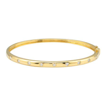 14k Yellow Gold Inset Diamond Bangle  Susan Blake Jewelry