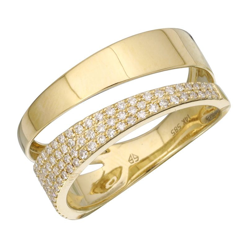 14K Yellow Gold Crossover Pave Diamond Ring  Susan Blake Jewelry