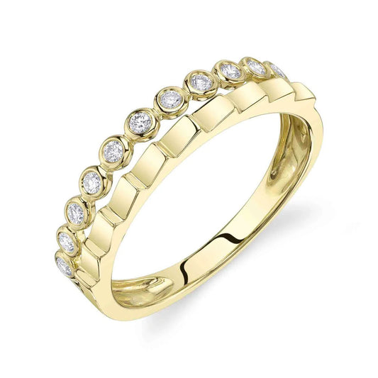 14K Bezel Diamond & Geometric Gold Double Row Ring  Susan Blake Jewelry