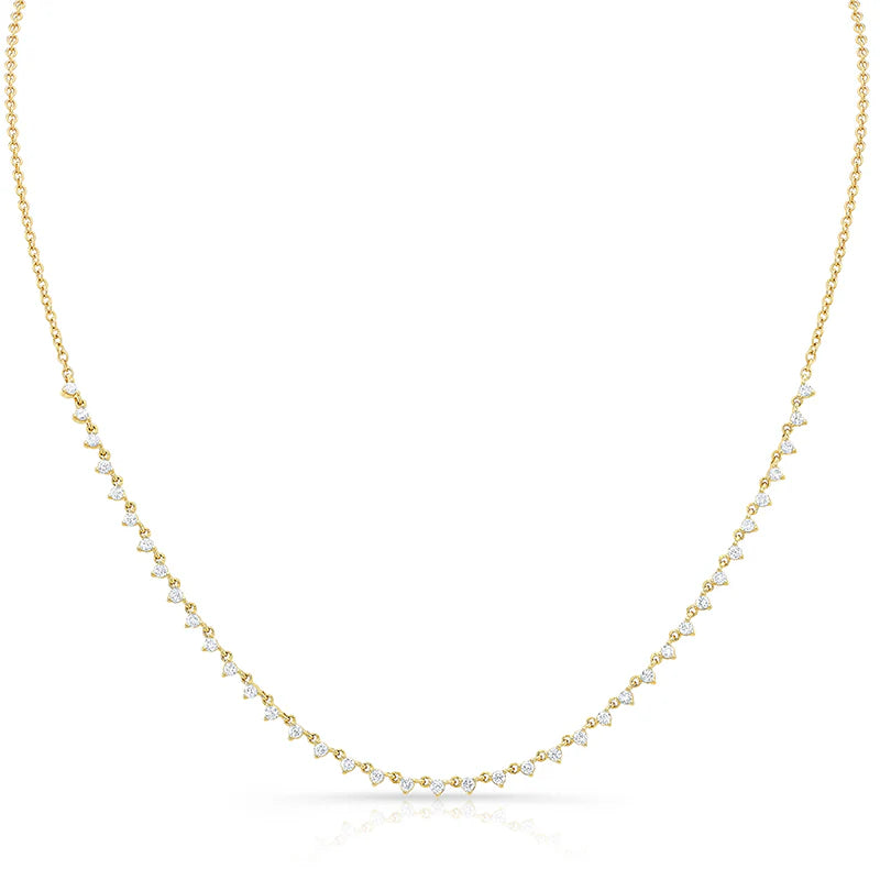 14K Yellow Gold Prong Diamond Necklace