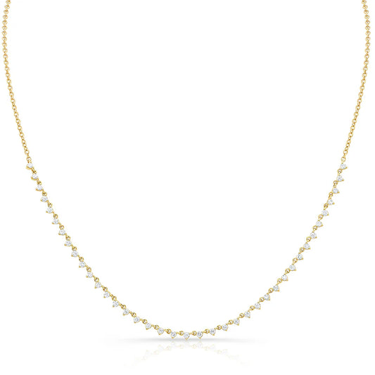 14K Yellow Gold Prong Diamond Necklace