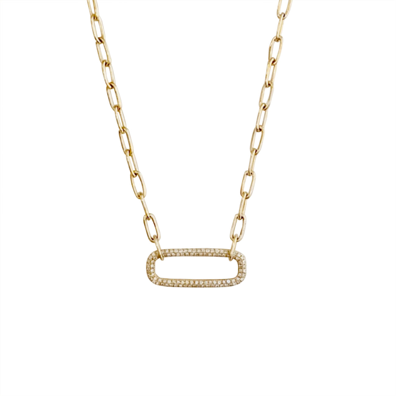 14K Yellow Gold Diamond Oval Link Necklace