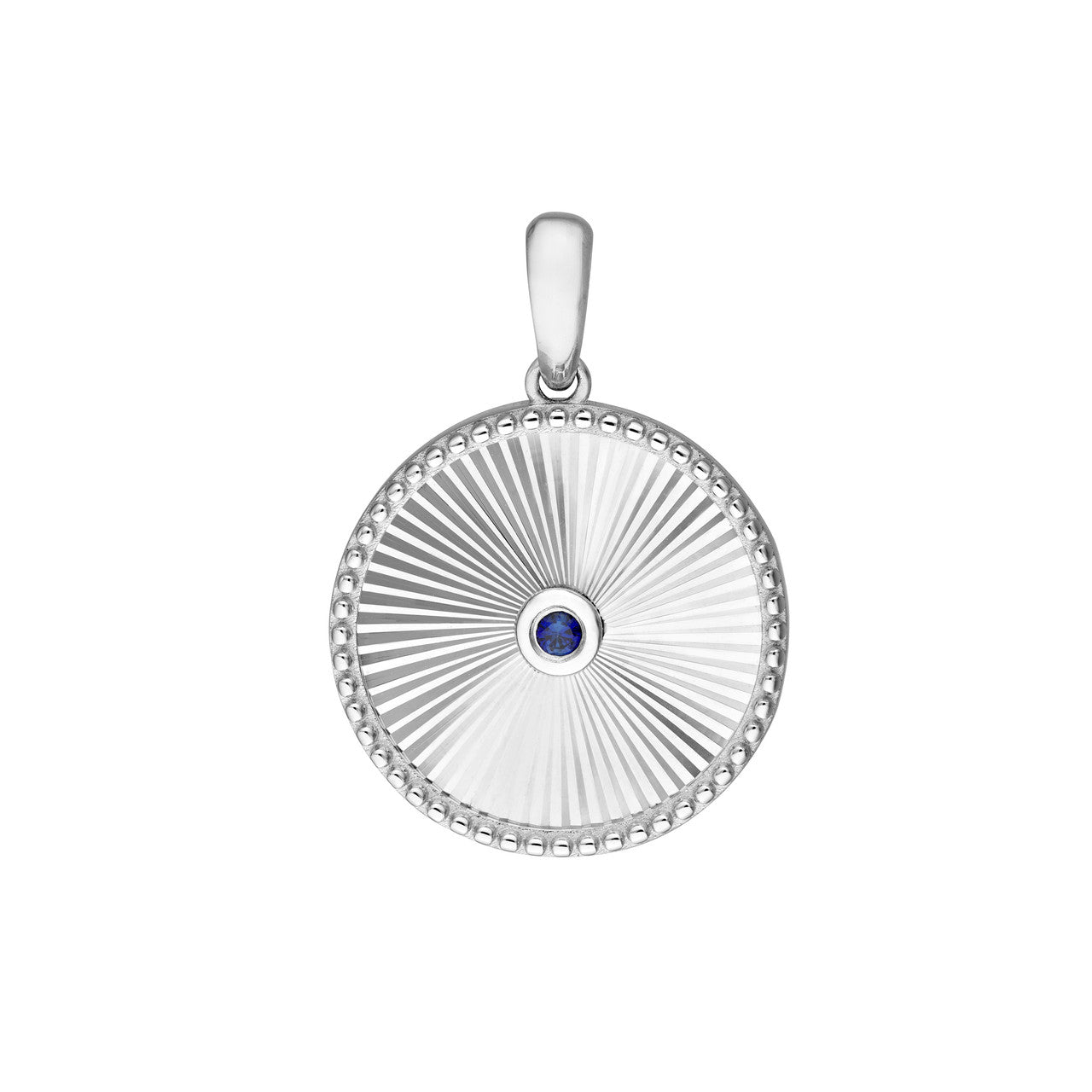 14K White Gold Round Sapphire Pendant  Susan Blake Jewelry