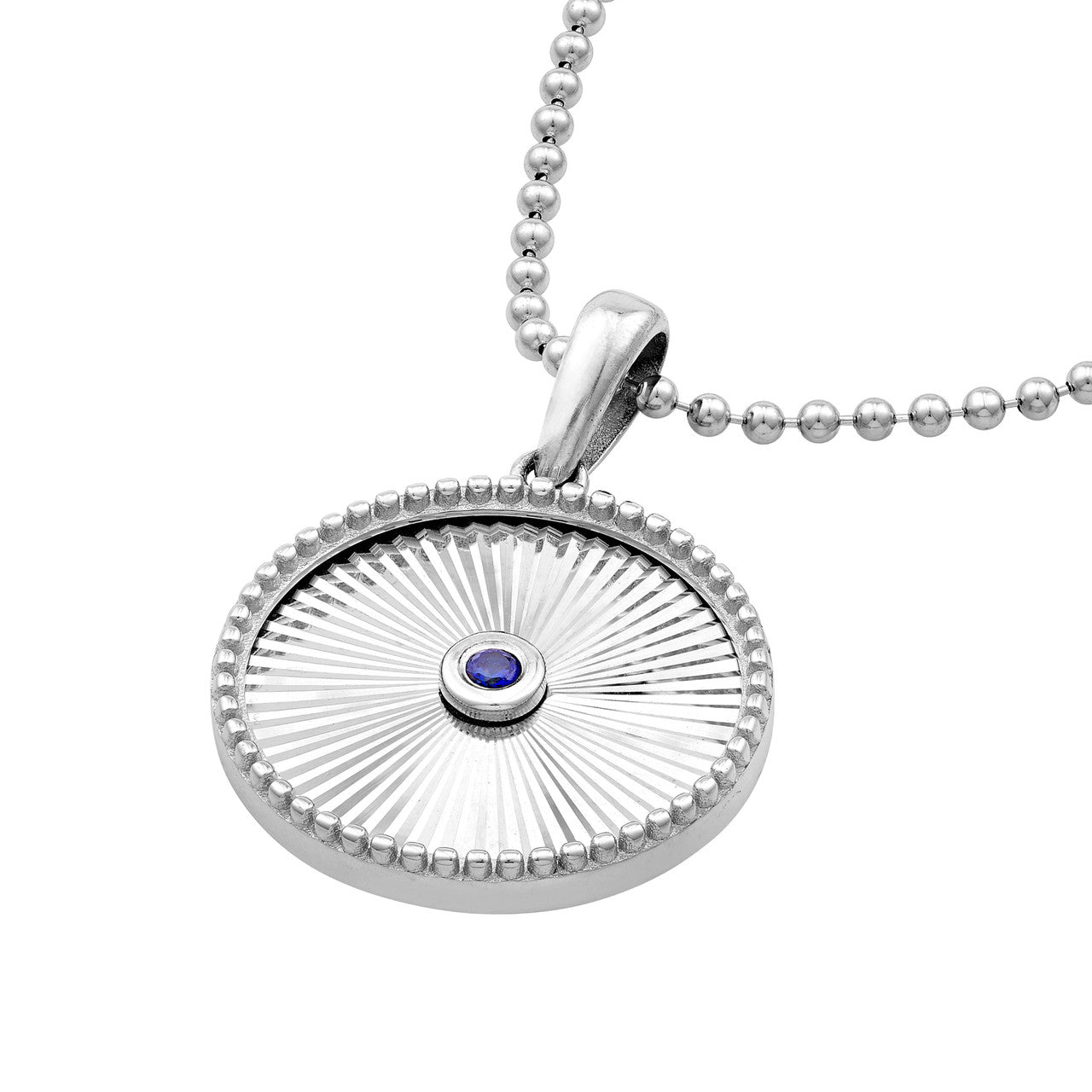 14K White Gold Round Sapphire Pendant  Susan Blake Jewelry